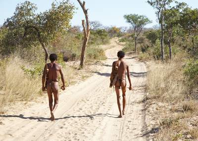 San hunters in the Kalahari Desert, Nambia San hunters in the Kalahari Desert, Nambia