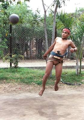 Boy playing Ulama A boy playing ulama, a modern version of the Mesoamerican ballgame, in Sinaloa, Mexico.